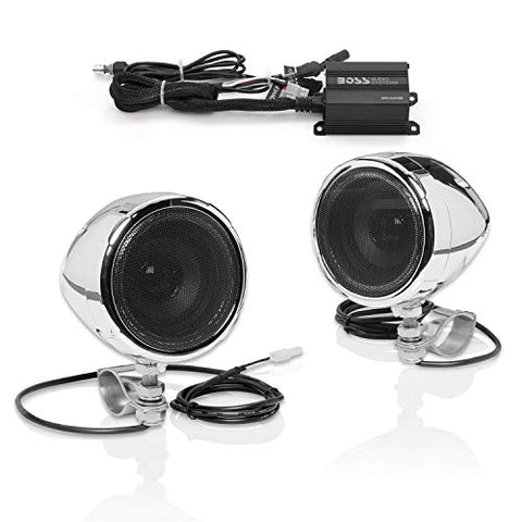 BOSS Audio Systems MC420B Motorcycle Speaker System – Class D Compact Amplifier, 3 Inch Weatherproof Speakers, Volume Control, Great for ATVs, Motorcycles and All 12 Volt Vehicles - Throttle City Cycles