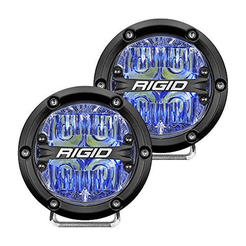 Rigid Industries 36119 360-Series LED Off-Road Light; 4 in; Drive Beam; For Moderate Speed 20-50 MPH Plus; Blue Backlight; Pair; - Throttle City Cycles
