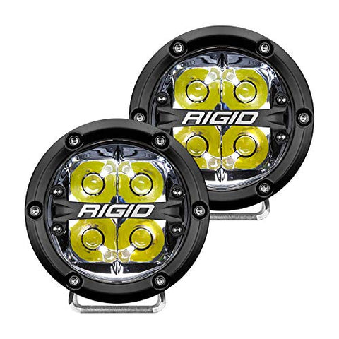 Rigid Industries 36113 360-Series LED Off-Road Light 4 in Spot Beam for High Speed 50 MPH Plus White Backlight Pair - Throttle City Cycles
