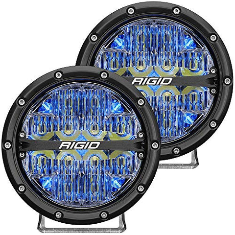 Rigid Industries 36207 360-Series LED Off-Road Light; 6 in; Drive Beam; for Moderate Speed 20-50 MPH Plus; Blue Backlight; Pair; - Throttle City Cycles