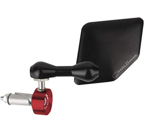 Driven Racing Halo Right Side Bar End Mirror - Stainless Steel - Red DHBMRRD - Throttle City Cycles