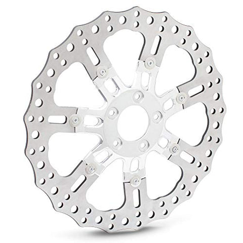Arlen Ness 33-10302-203 14in. Two-Piece Floating Front Brake Rotor - 7 Valve Chrome - Throttle City Cycles