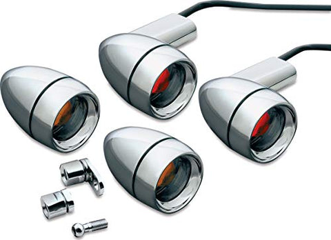 Kuryakyn 2317 Motorcycle Lighting Accessory: Late Style Bullet Turn Signal/Blinker Lights Kit with Deep Dish Bezels for 1991-2008 Harley-Davidson Motorcycles, Smoke Lens, Chrome - Throttle City Cycles