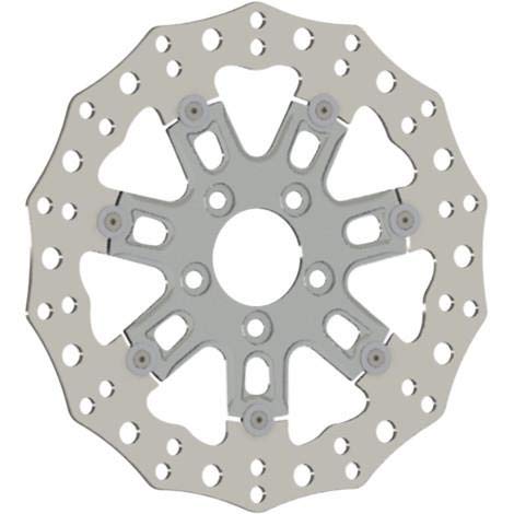 Arlen Ness 33-10302-202 11.8in. Two-Piece Floating Front Brake Rotor - 7 Valve Chrome - Throttle City Cycles