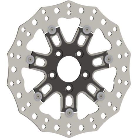 Arlen Ness 33-10301-202 11.8in. Two-Piece Floating Front Brake Rotor - 7 Valve Black - Throttle City Cycles
