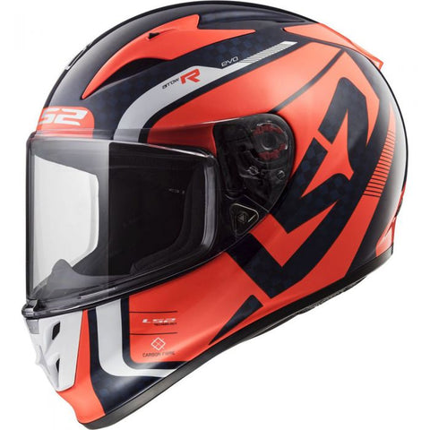 LS2 Arrow Sting Helmet (Blue Carbon/Orange) L - Throttle City Cycles
