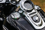 Kuryakyn 7357 Motorcycle Lighting Accent Accessory: Zombie Skull LED Fuel and Battery Gauge for 1988-2019 Harley-Davidson Motorcycles, Chrome - Throttle City Cycles