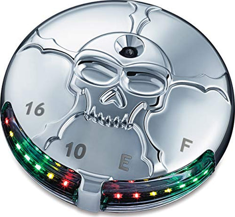 Kuryakyn 7357 Motorcycle Lighting Accent Accessory: Zombie Skull LED Fuel and Battery Gauge for 1988-2019 Harley-Davidson Motorcycles, Chrome - Throttle City Cycles
