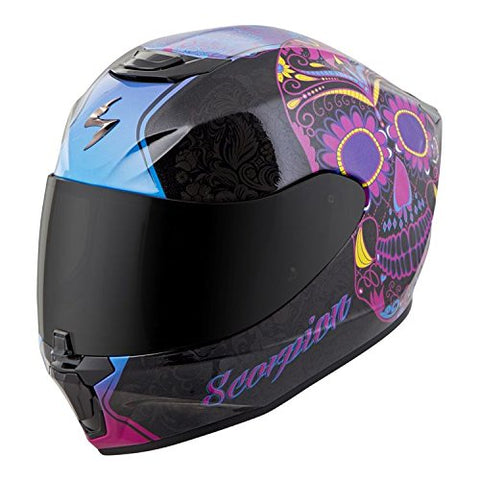 Scorpion EXO-R420 Sugarskull Black/Pink - Throttle City Cycles