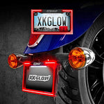 XKGLOW Motorcycle LED License Plate Frame with Running Turn and Brake, White (XK034018-W) - Throttle City Cycles