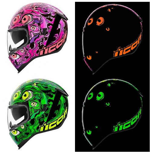 green eyeball icon helmet Icon Airform Illuminatus Helmet